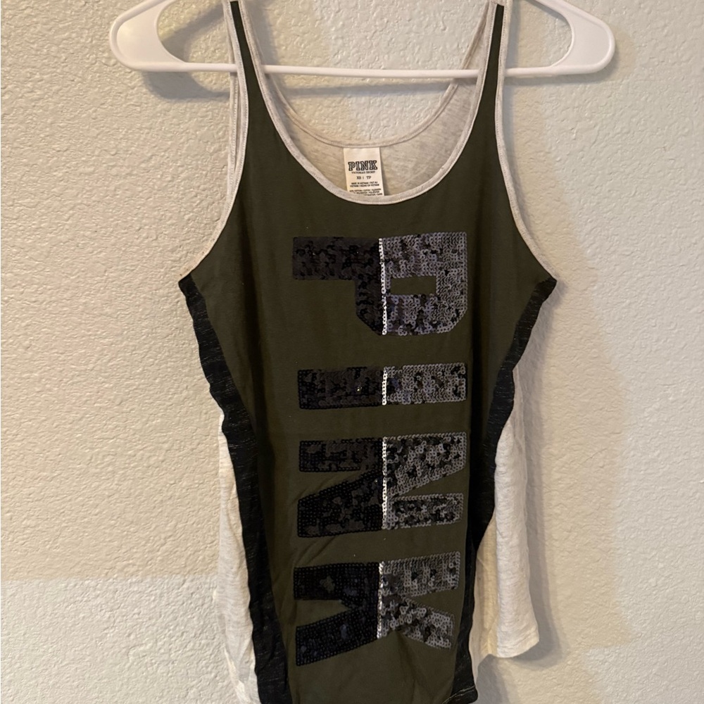 PINK Victoria's Secret Black Sequin Fitted Camisole